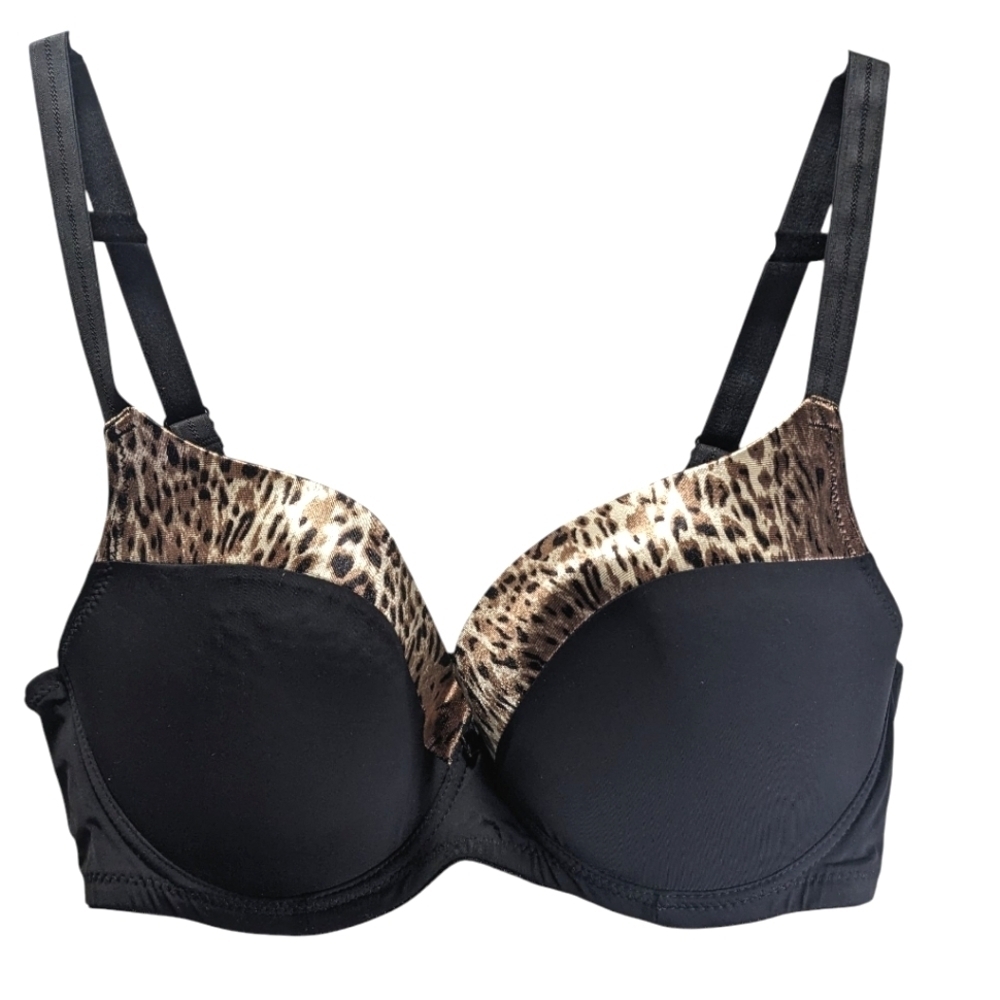 Elegant Black and Leopard Print Women's Bra